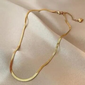 Flat Snake Chain 18K Gold Plated Necklace Anti Tarnish Waterproof Stainless Steel Jewellery