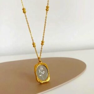 Magic Mirror Rose Beads Chain Necklace – 18K Gold Plated Waterproof Anti-Tarnish Jewellery