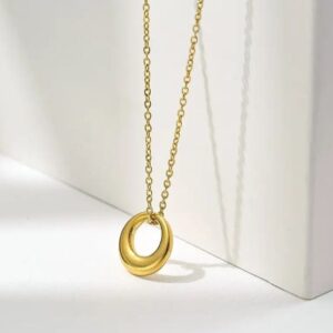 Out Circle Pendant Necklace – 18K Gold Plated Waterproof Anti-Tarnish Jewellery