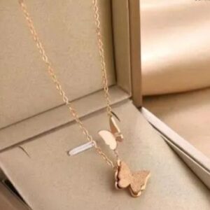 Rose Gold Butterfly Pendant Chain – Elegant Gold Plated Jewellery for Women
