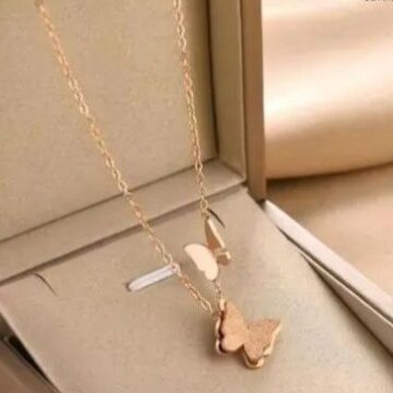 Rose Gold Butterfly Pendant Chain – Elegant Gold Plated Jewellery for Women