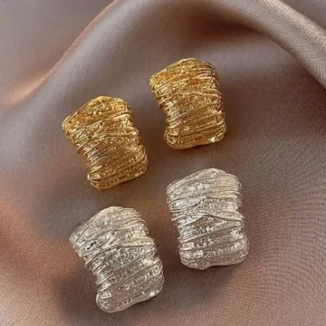 Chunky Wrinkled Stud (Gold & Silver) COMBO