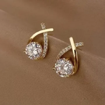 Crossed Fishtail Style Stud Earrings
