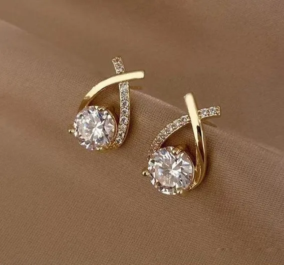 Crossed Fishtail Style Stud Earrings