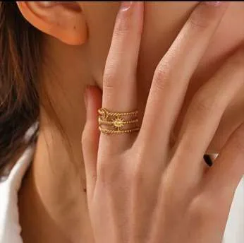 Moon Stars & Sun Three Layer Ring
