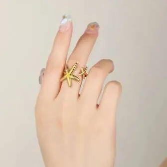 Starfish Adjustable Gold Ring